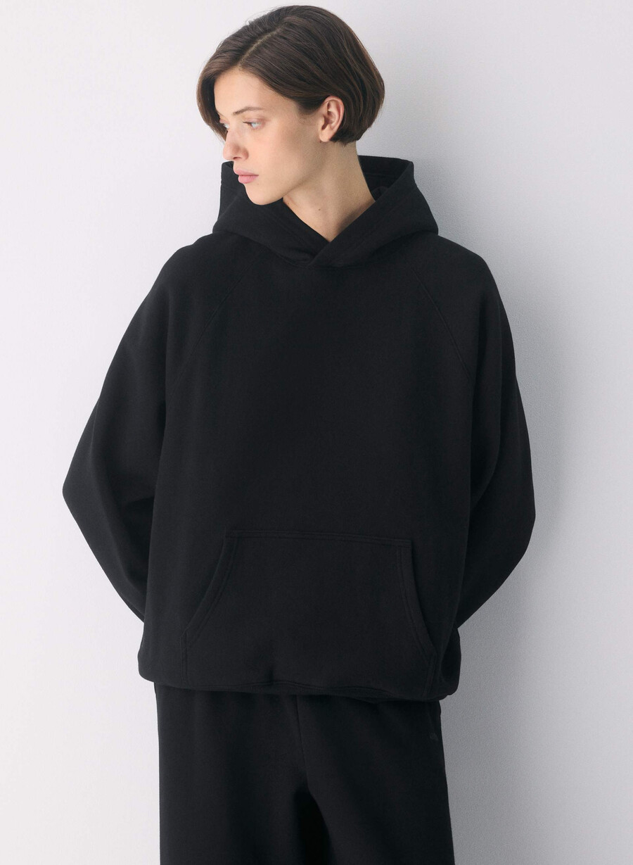 hanorac confortabil din fleece mega raglan negru