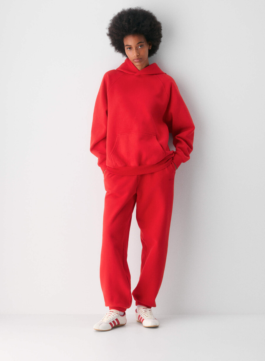 hanorac confortabil din fleece mega raglan roșu intermitent