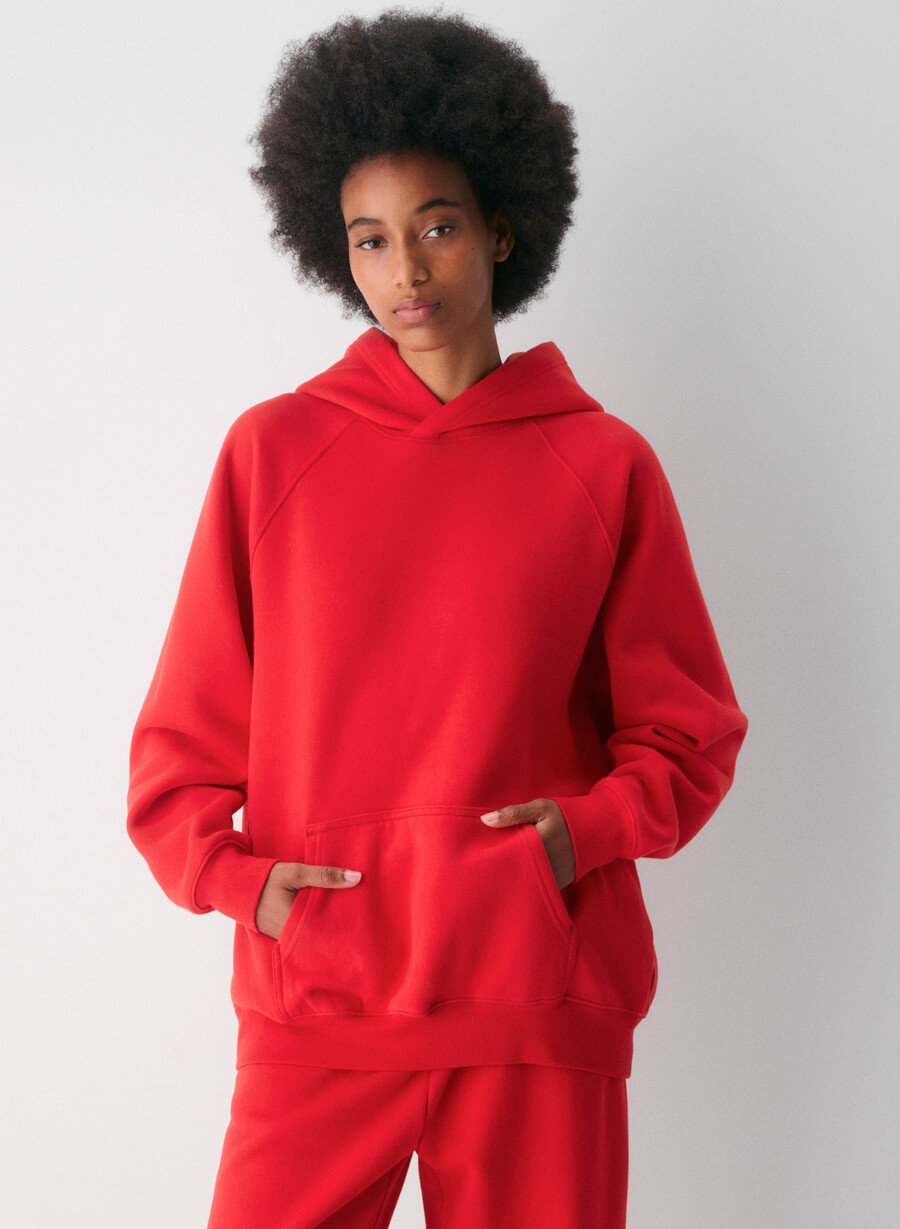 hanorac confortabil din fleece mega raglan roșu intermitent