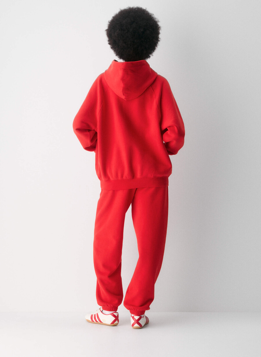 hanorac confortabil din fleece mega raglan roșu intermitent