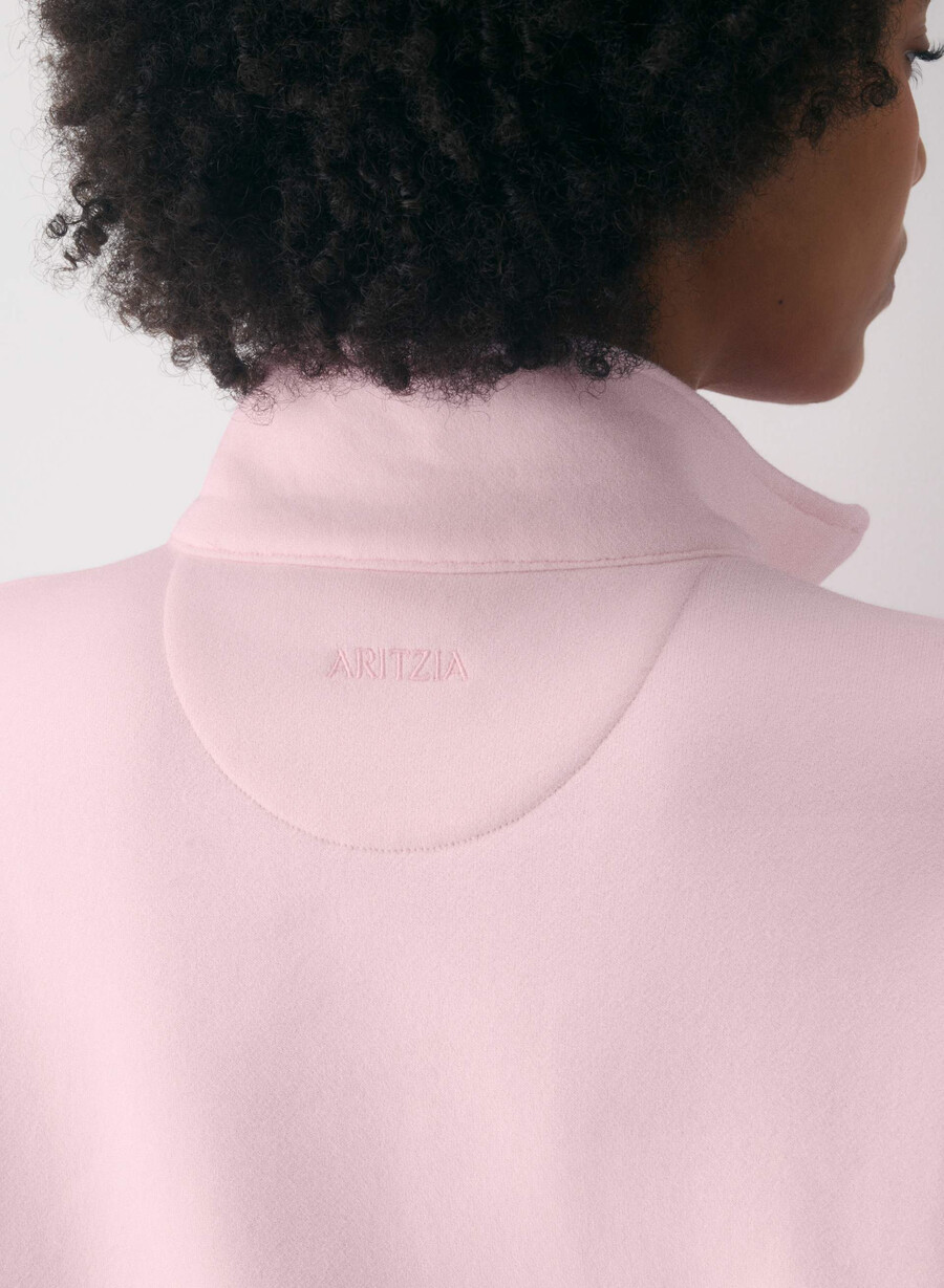 pulover confortabil din fleece boyfriend cu fermoar cu jumătate de inimă villa pink
