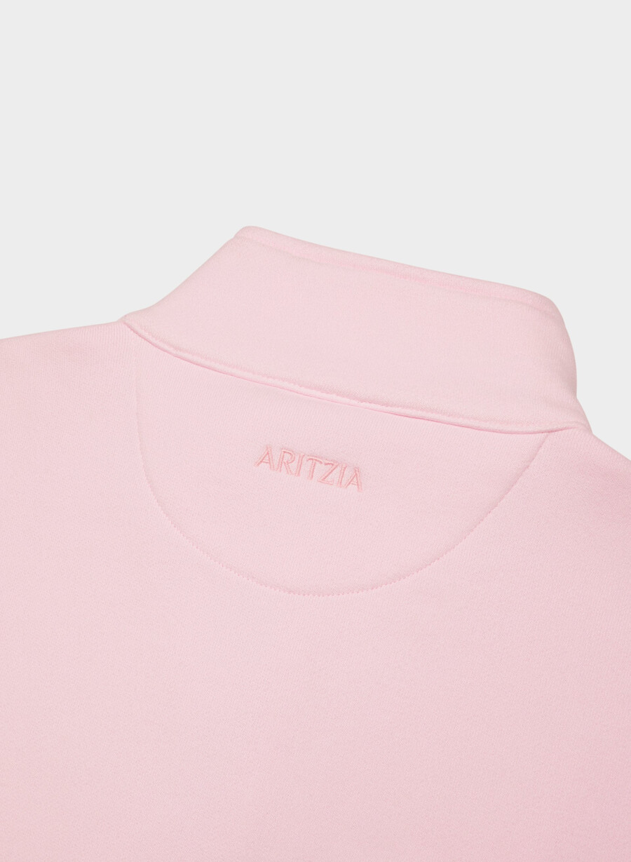 pulover confortabil din fleece boyfriend cu fermoar cu jumătate de inimă villa pink