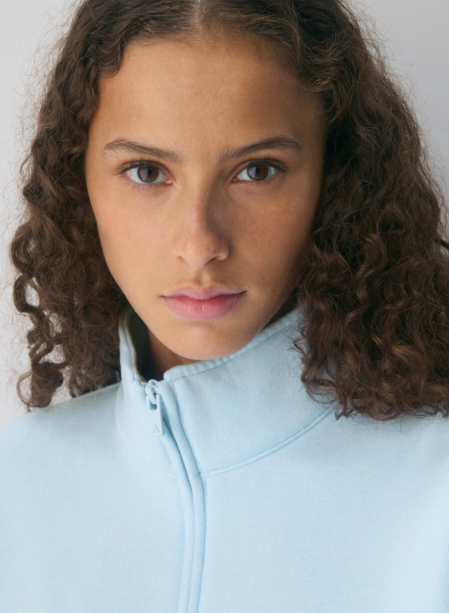 pulover confortabil din fleece boyfriend cu fermoar cu jumătate de inimă villa blue