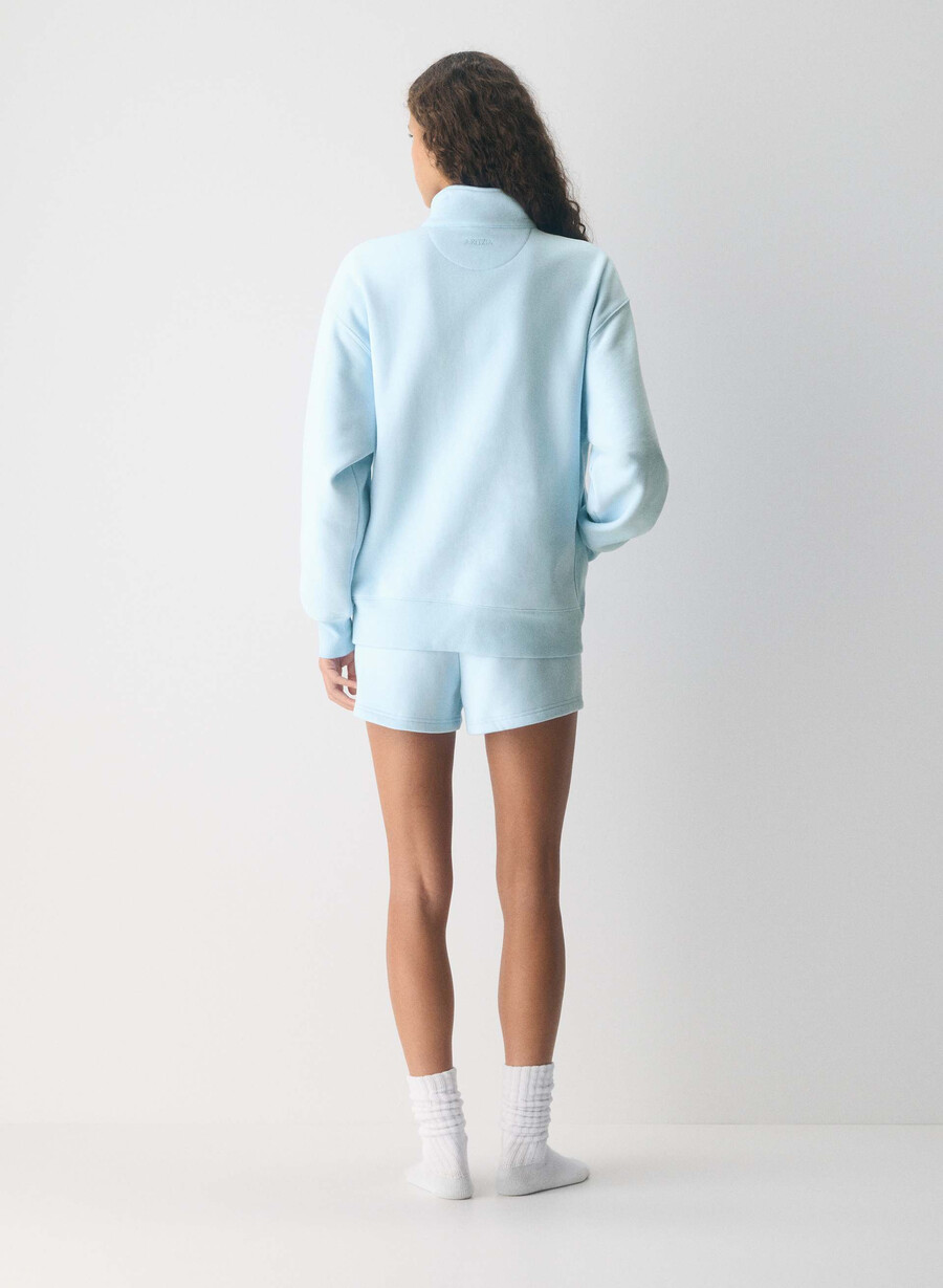 pulover confortabil din fleece boyfriend cu fermoar cu jumătate de inimă villa blue