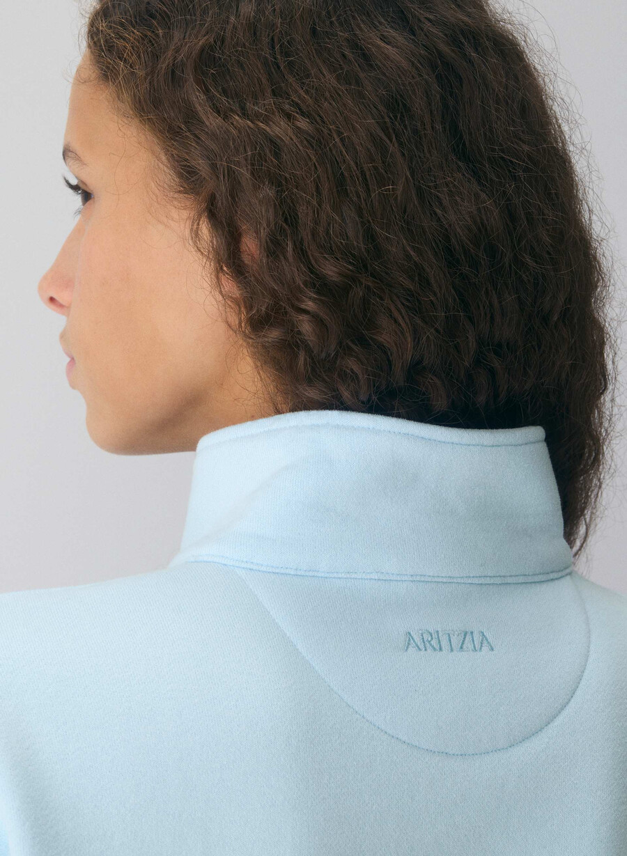 pulover confortabil din fleece boyfriend cu fermoar cu jumătate de inimă villa blue