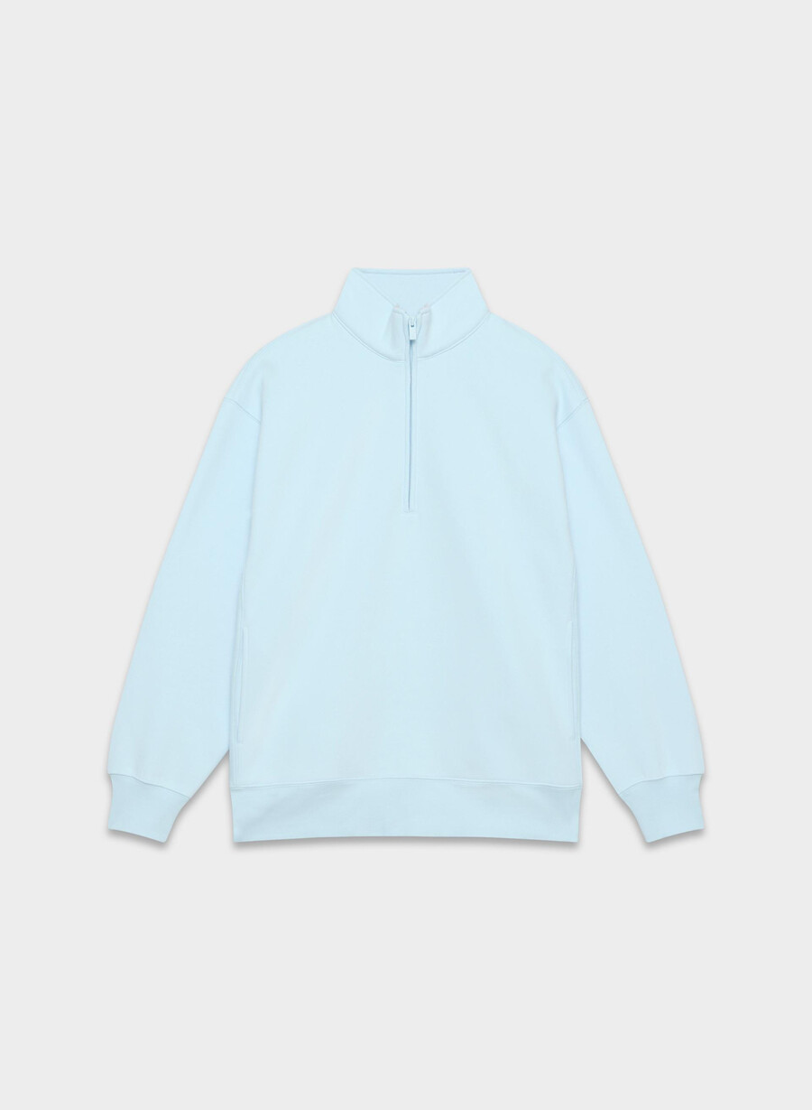 pulover confortabil din fleece boyfriend cu fermoar cu jumătate de inimă villa blue