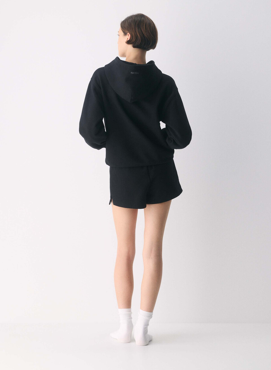 hanorac confortabil cu fermoar perfect din fleece negru