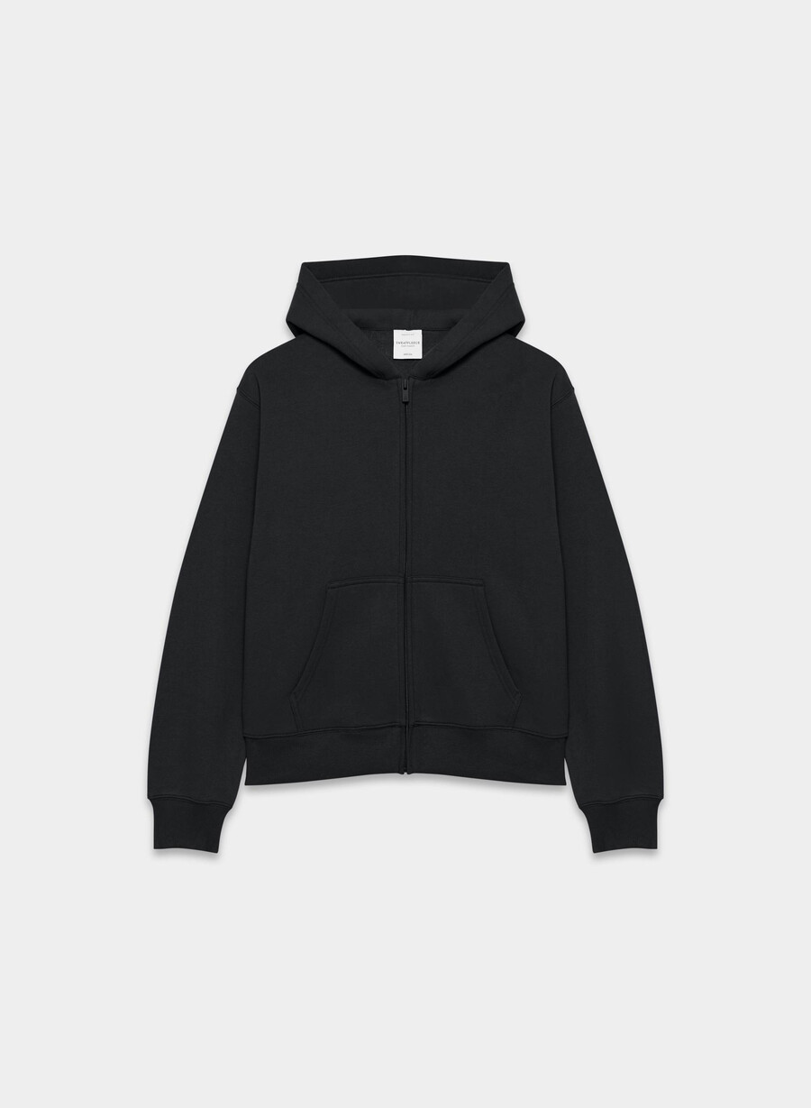 hanorac confortabil cu fermoar perfect din fleece negru