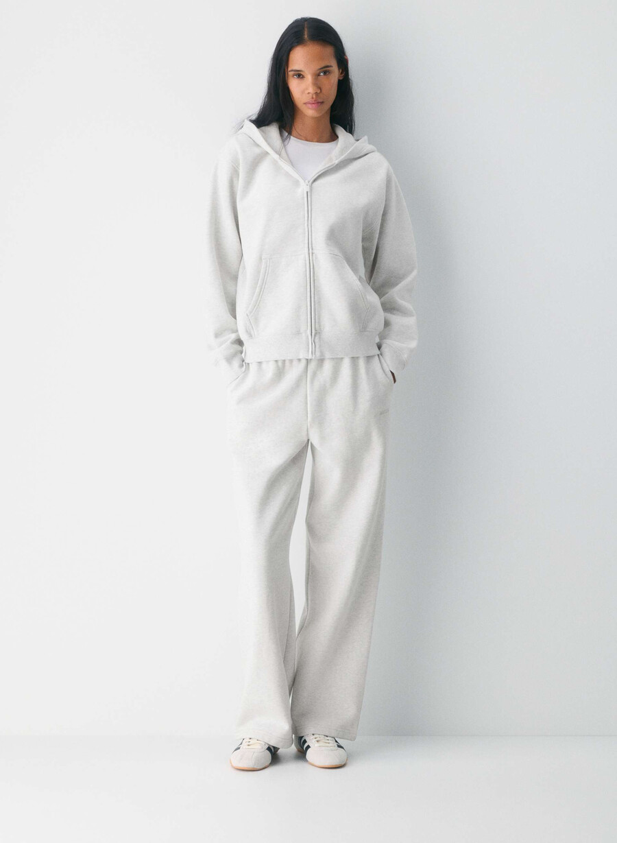 hanorac confortabil cu fermoar perfect din fleece alb-negru