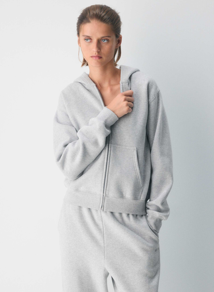 hanorac confortabil din fleece perfect cu fermoar heather chrome
