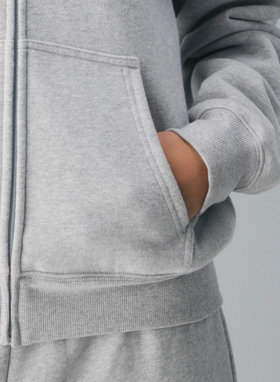 hanorac confortabil din fleece perfect cu fermoar heather chrome