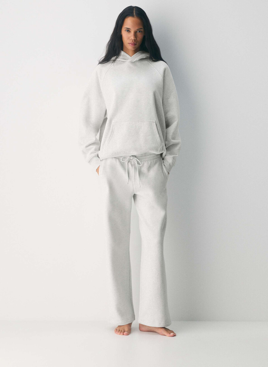 pantaloni de trening largi cozy sweatfleece boyfriend heather cloud white