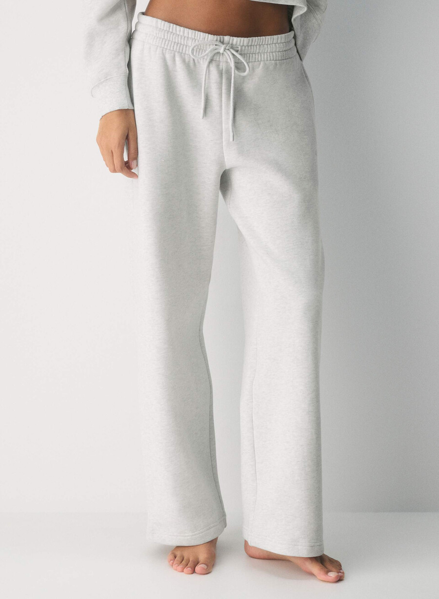 pantaloni de trening largi cozy sweatfleece boyfriend heather cloud white