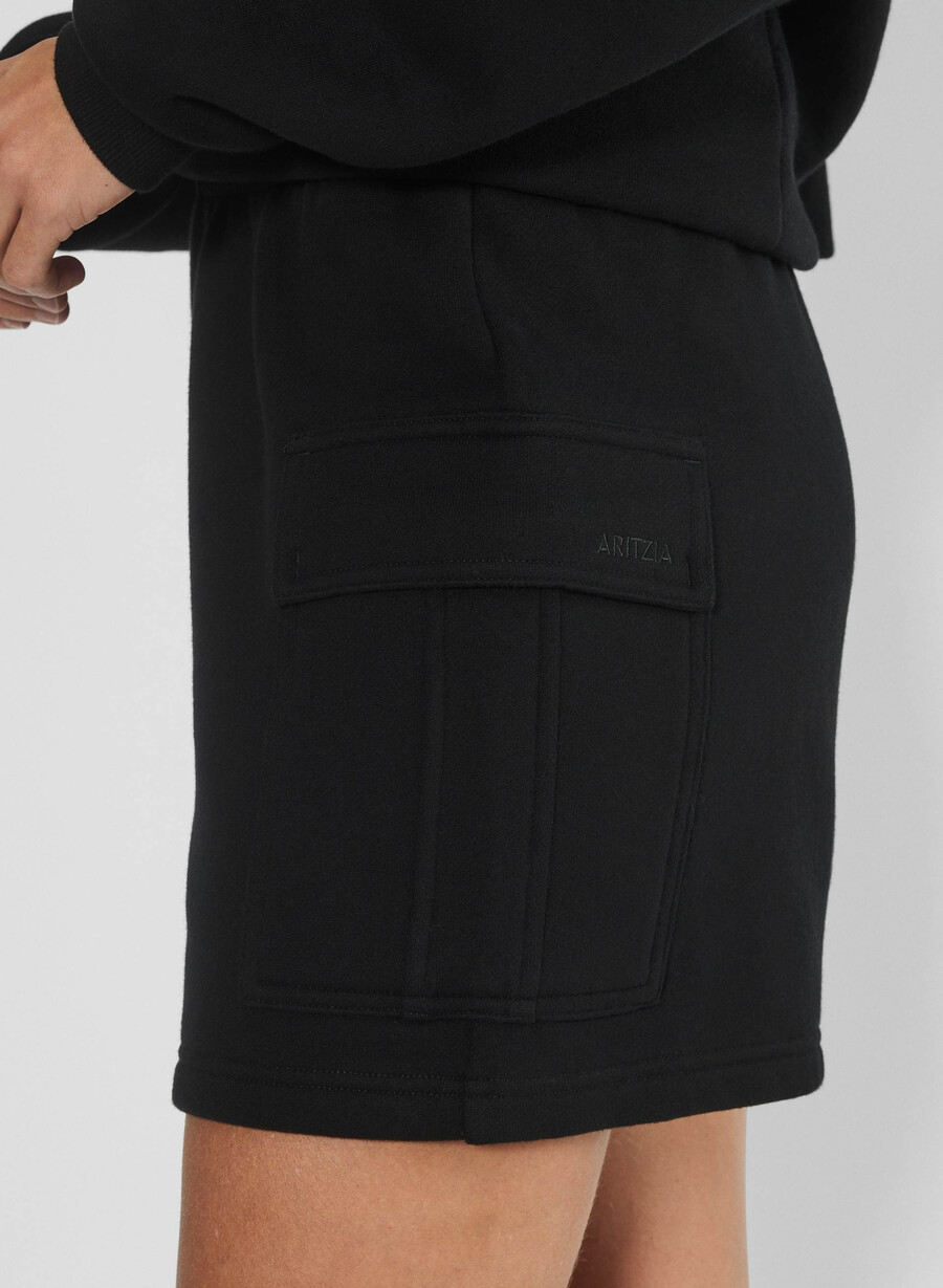 pantaloni scurți confortabili din fleece mega cargo la jumătatea coapsei negri