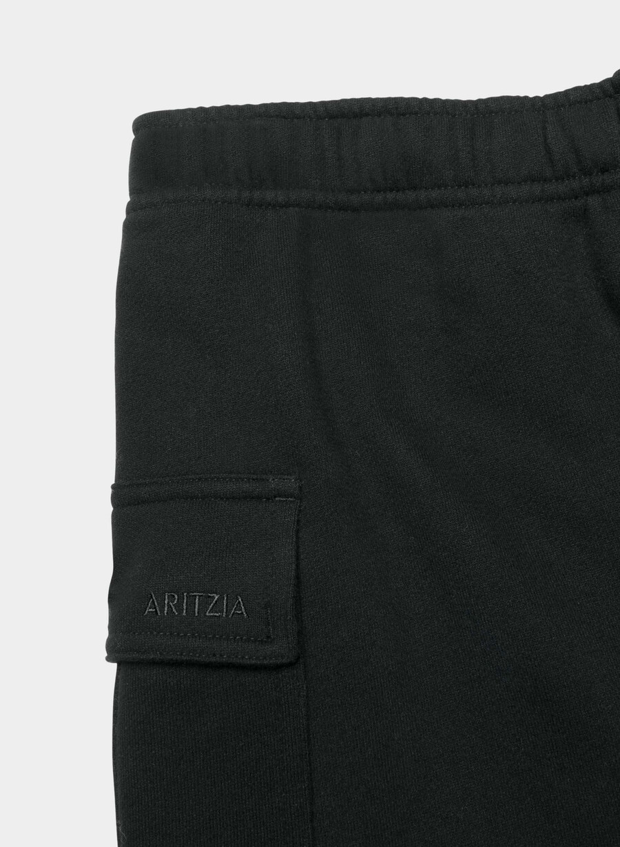 pantaloni scurți confortabili din fleece mega cargo la jumătatea coapsei negri