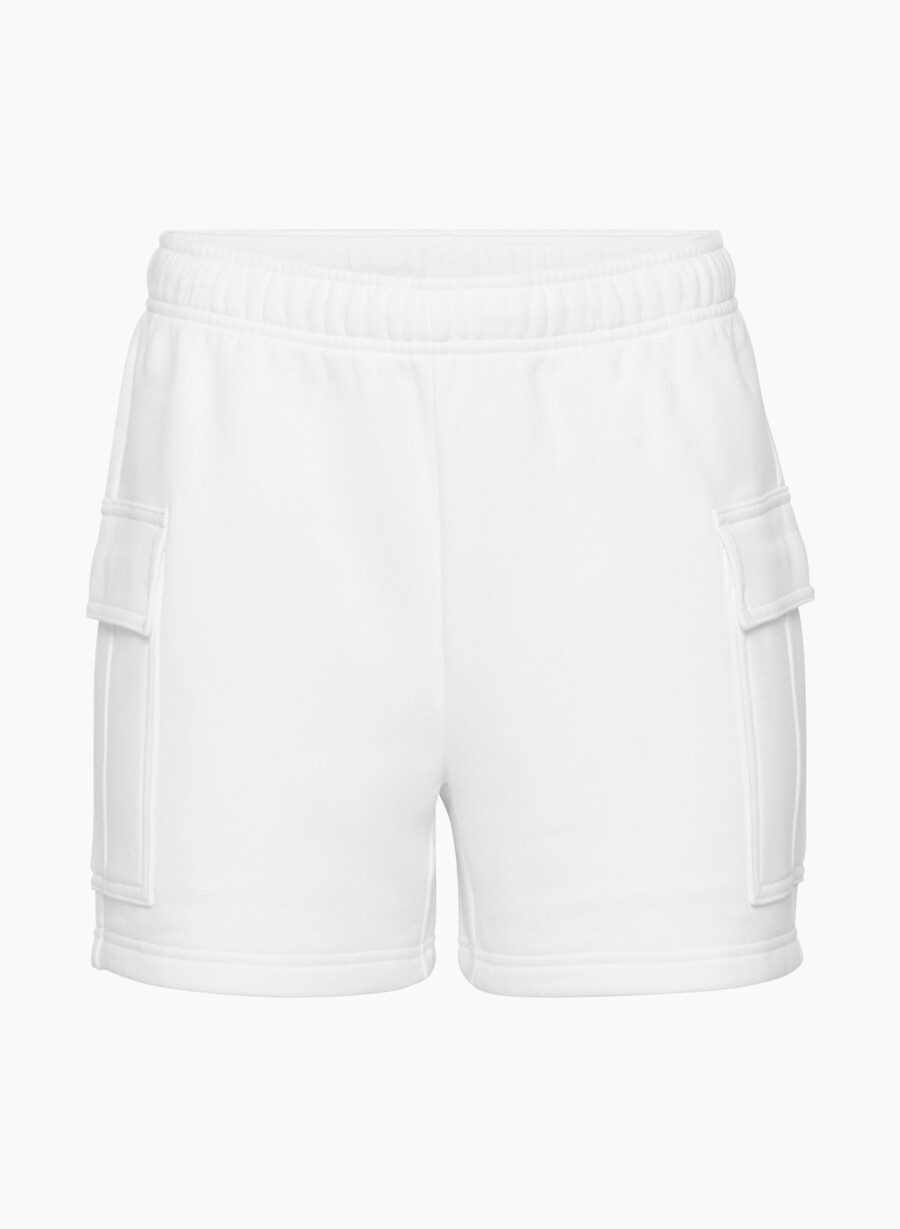 pantaloni scurți confortabili din fleece mega cargo la jumătatea coapsei albi