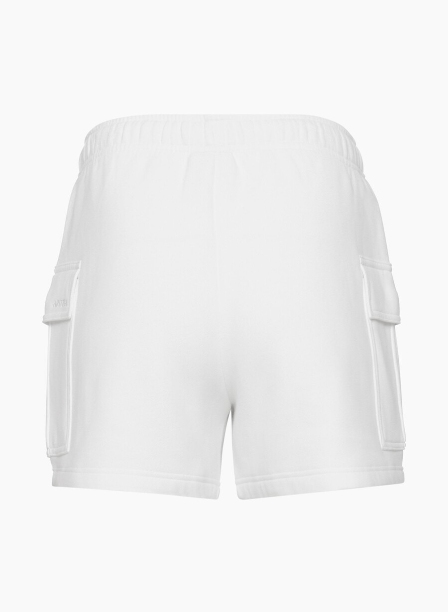 pantaloni scurți confortabili din fleece mega cargo la jumătatea coapsei albi