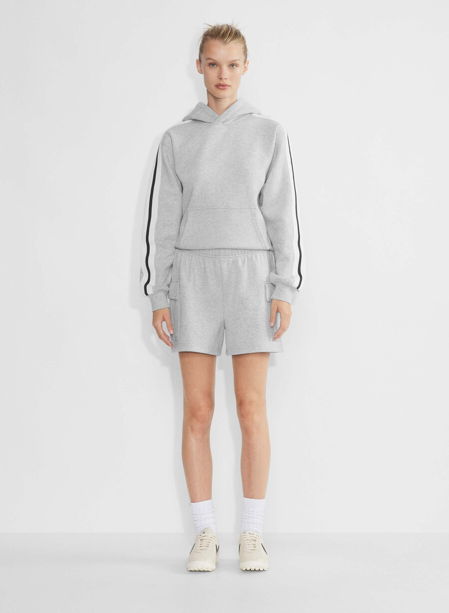 pantaloni scurți confortabili din fleece mega cargo la jumătatea coapsei din material heather chrome