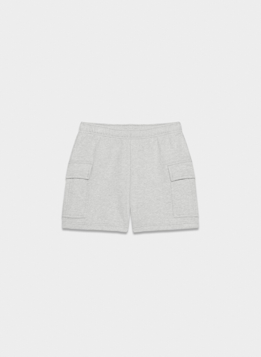 pantaloni scurți confortabili din fleece mega cargo la jumătatea coapsei din material heather chrome