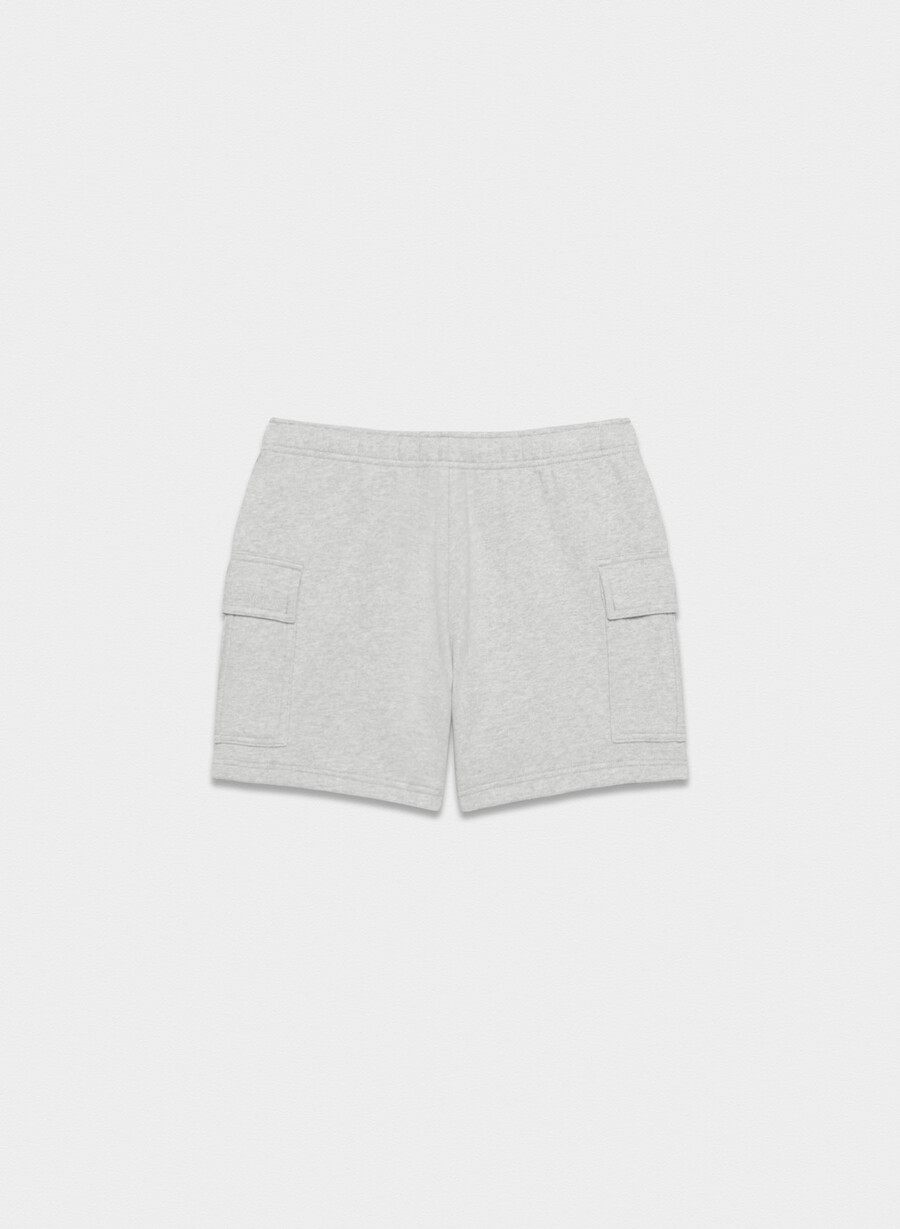 pantaloni scurți confortabili din fleece mega cargo la jumătatea coapsei din material heather chrome