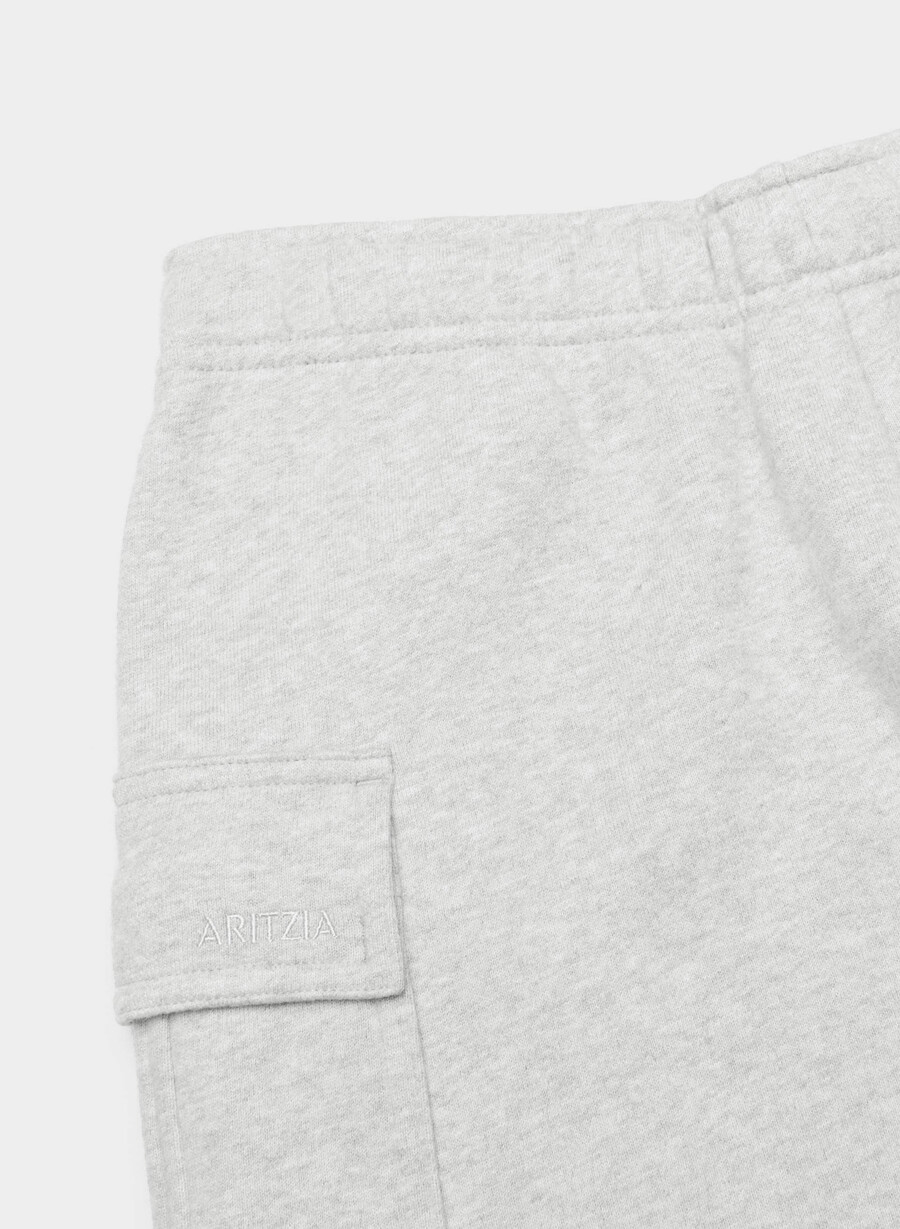 pantaloni scurți confortabili din fleece mega cargo la jumătatea coapsei din material heather chrome