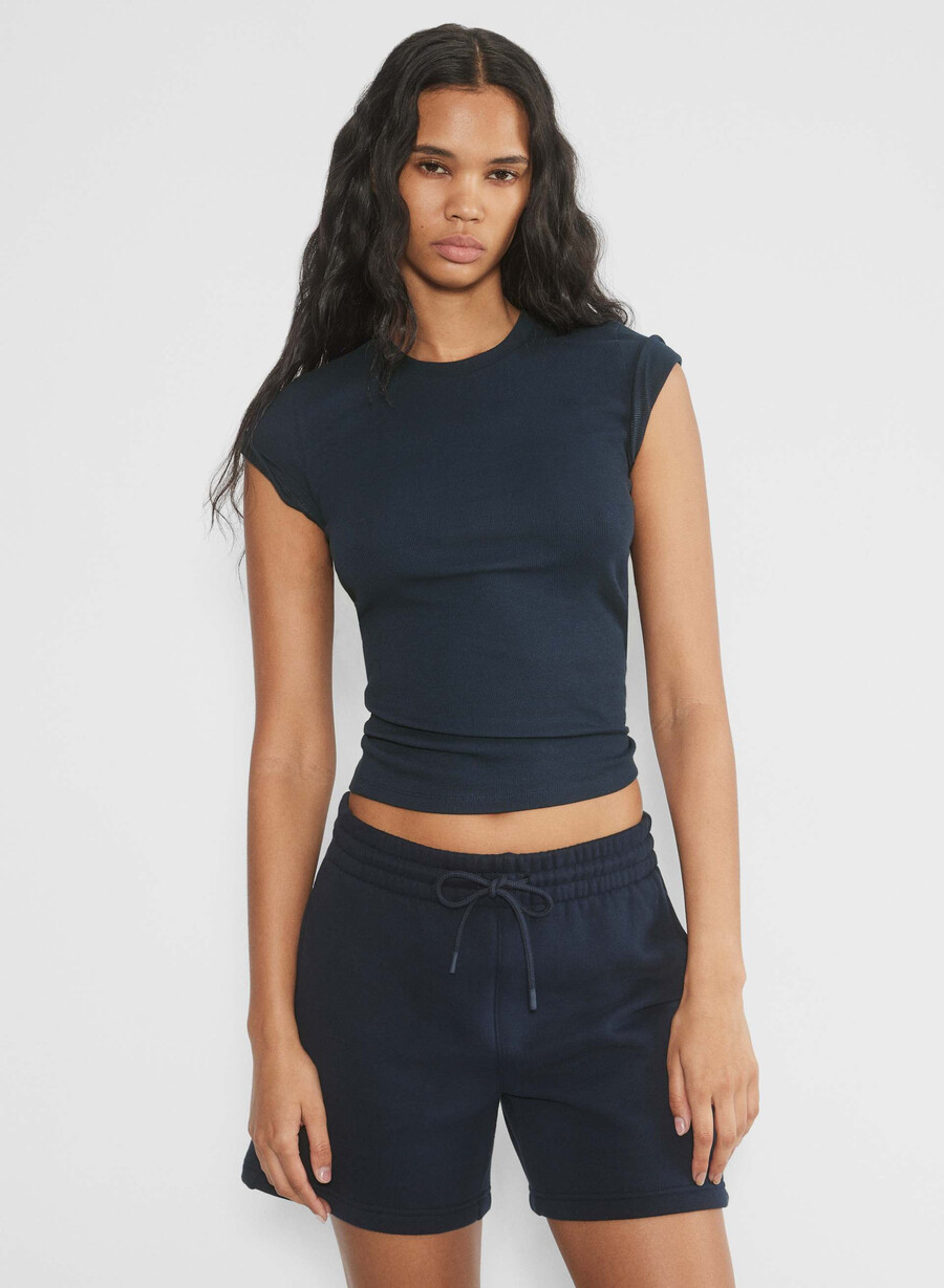 pantaloni scurți confortabili din fleece boyfriend la jumătatea coapsei admiral