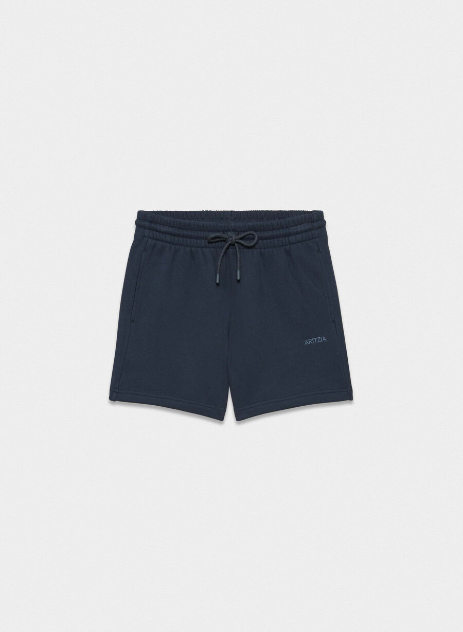 pantaloni scurți confortabili din fleece boyfriend la jumătatea coapsei admiral