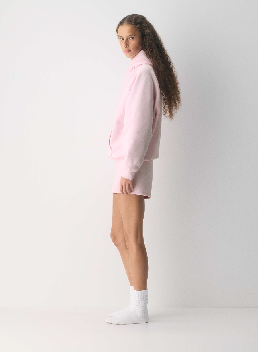 pantaloni scurți mini confortabili din fleece talie înaltă villa pink