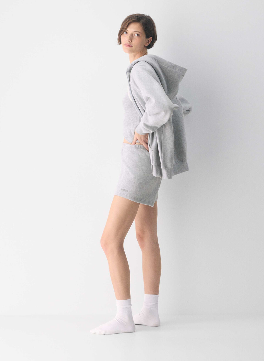 pantaloni scurți mini din fleece confortabili talie înaltă heather chrome