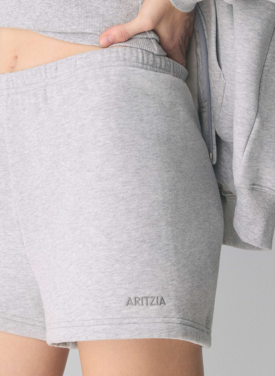 pantaloni scurți mini din fleece confortabili talie înaltă heather chrome