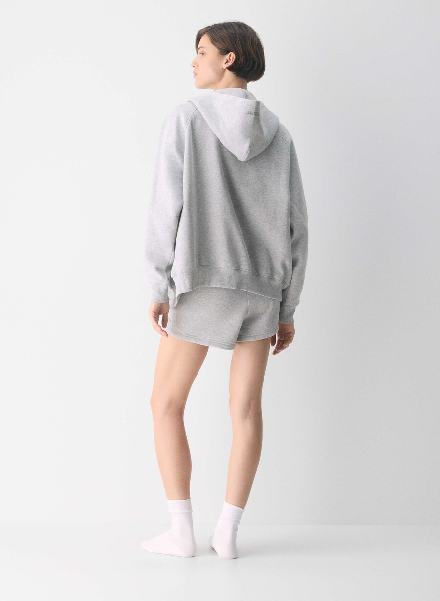 pantaloni scurți mini din fleece confortabili talie înaltă heather chrome