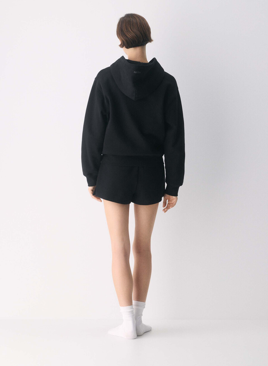 pantaloni scurți confortabili din fleece perfect micro negri