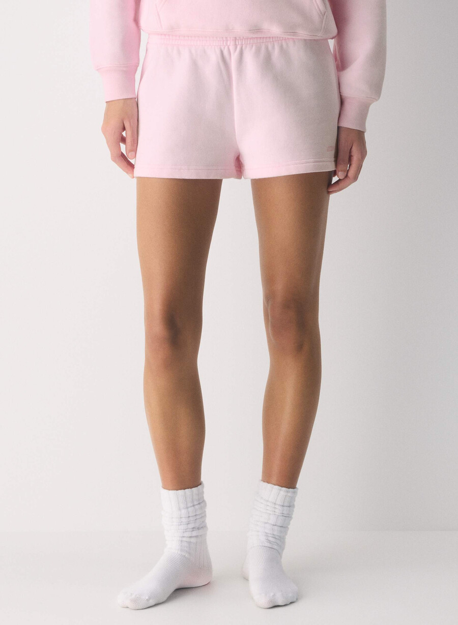 pantaloni scurți confortabili din fleece perfect micro villa pink