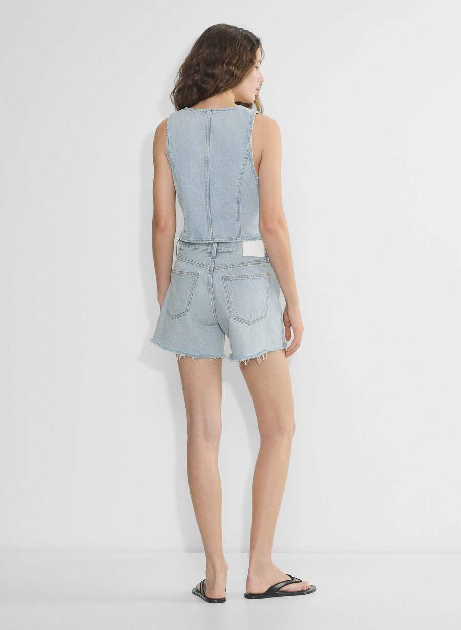 vestă din denim mia din anii 90 15 ani culoare albastru-aprins