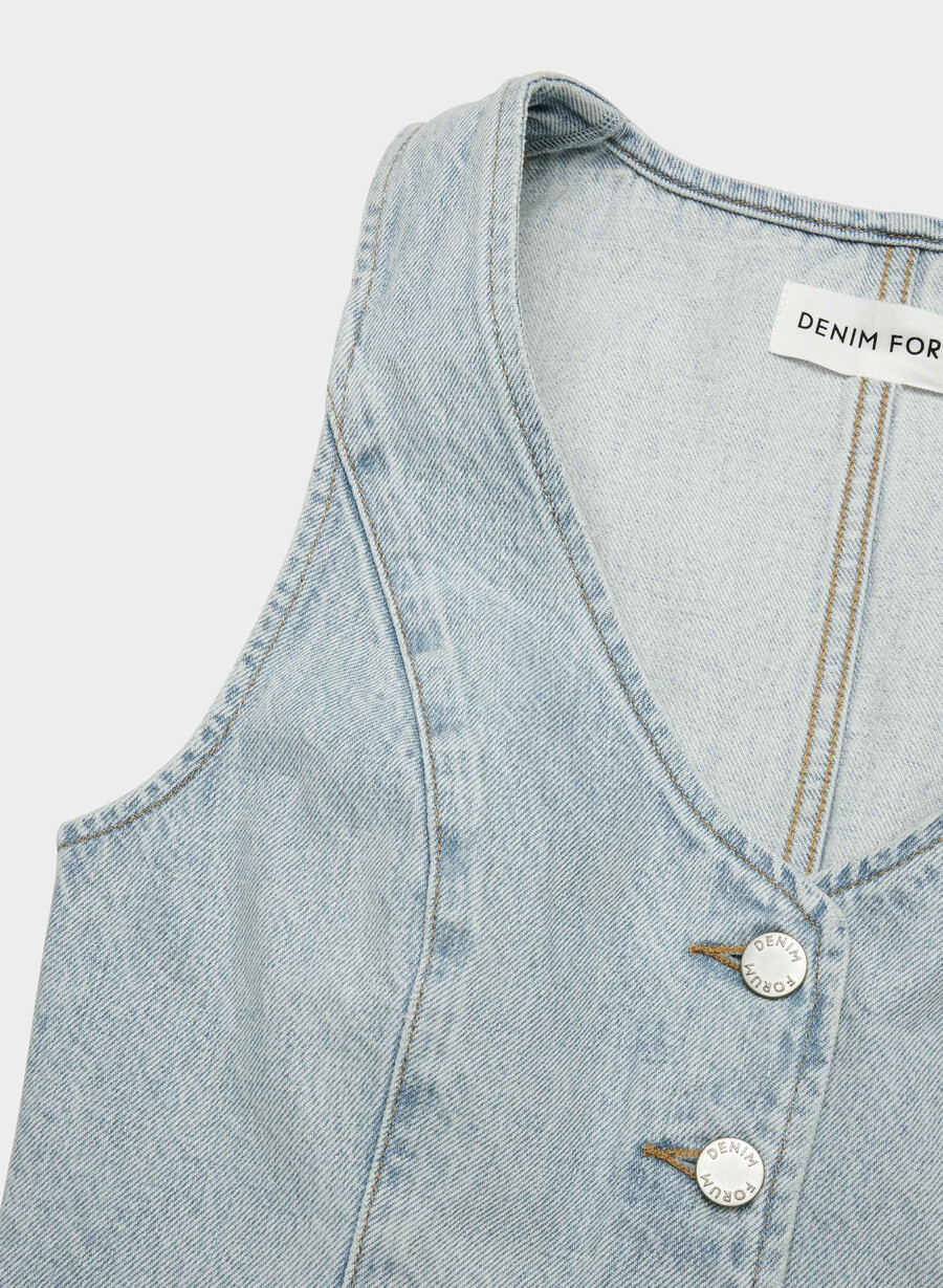 vestă din denim mia din anii 90 15 ani culoare albastru-aprins
