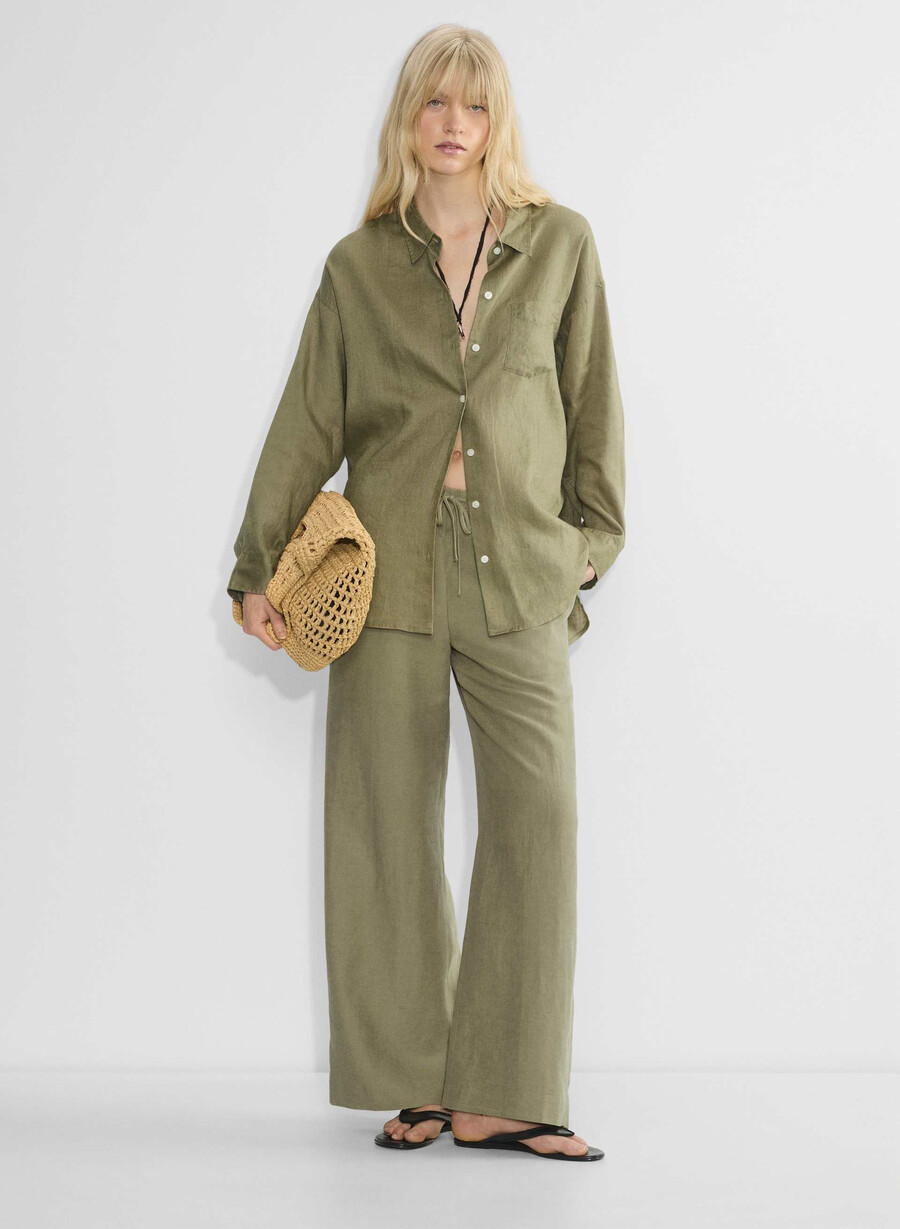 cămașă reminisce relaxed linen sundried olive