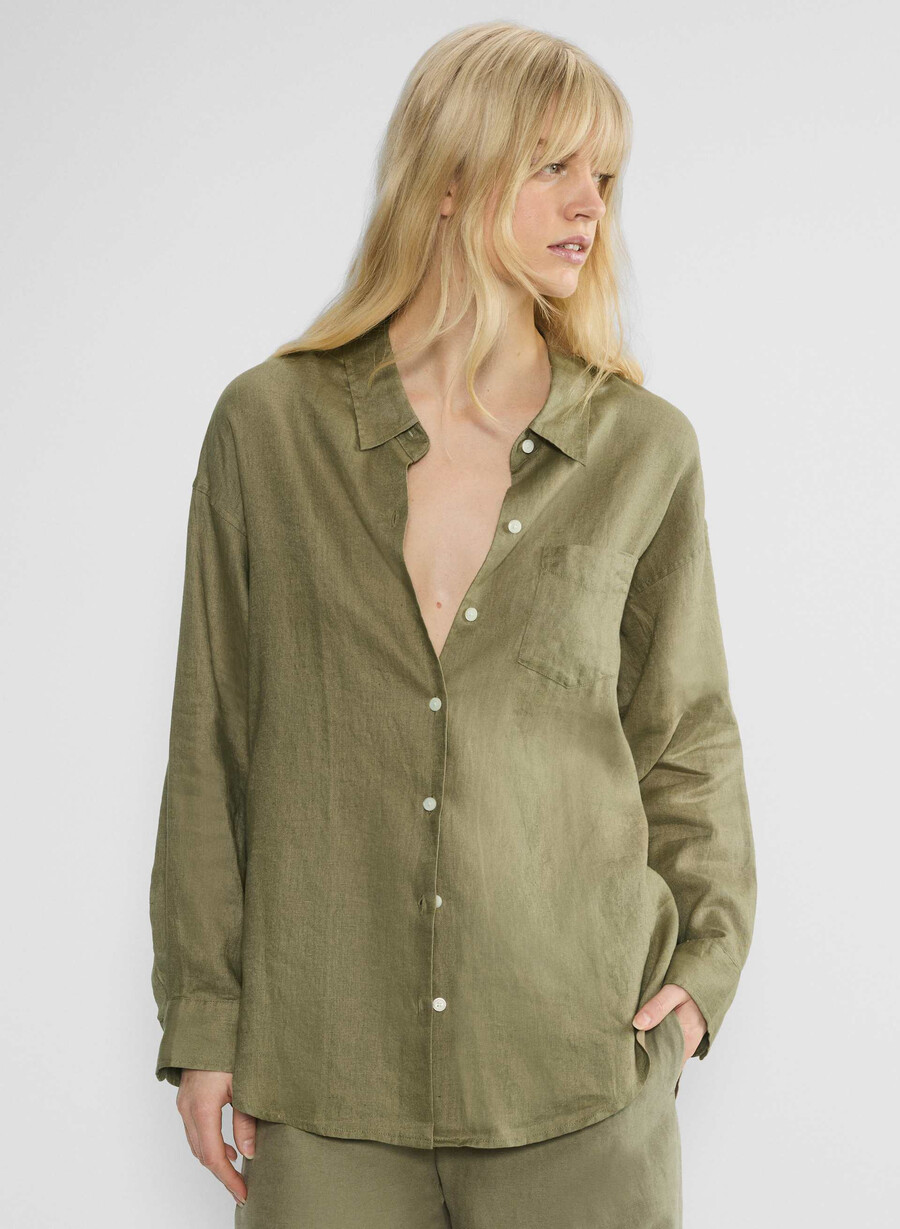 cămașă reminisce relaxed linen sundried olive