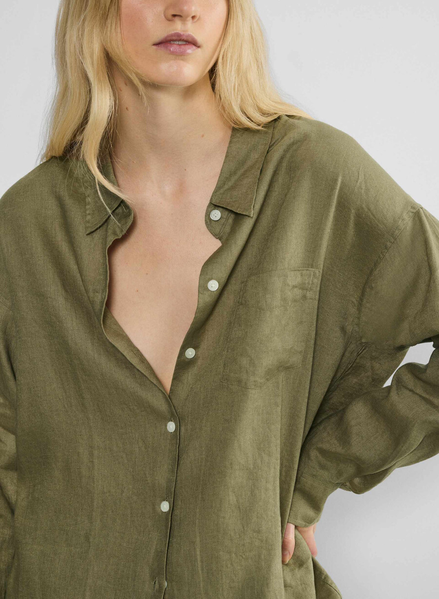 cămașă reminisce relaxed linen sundried olive