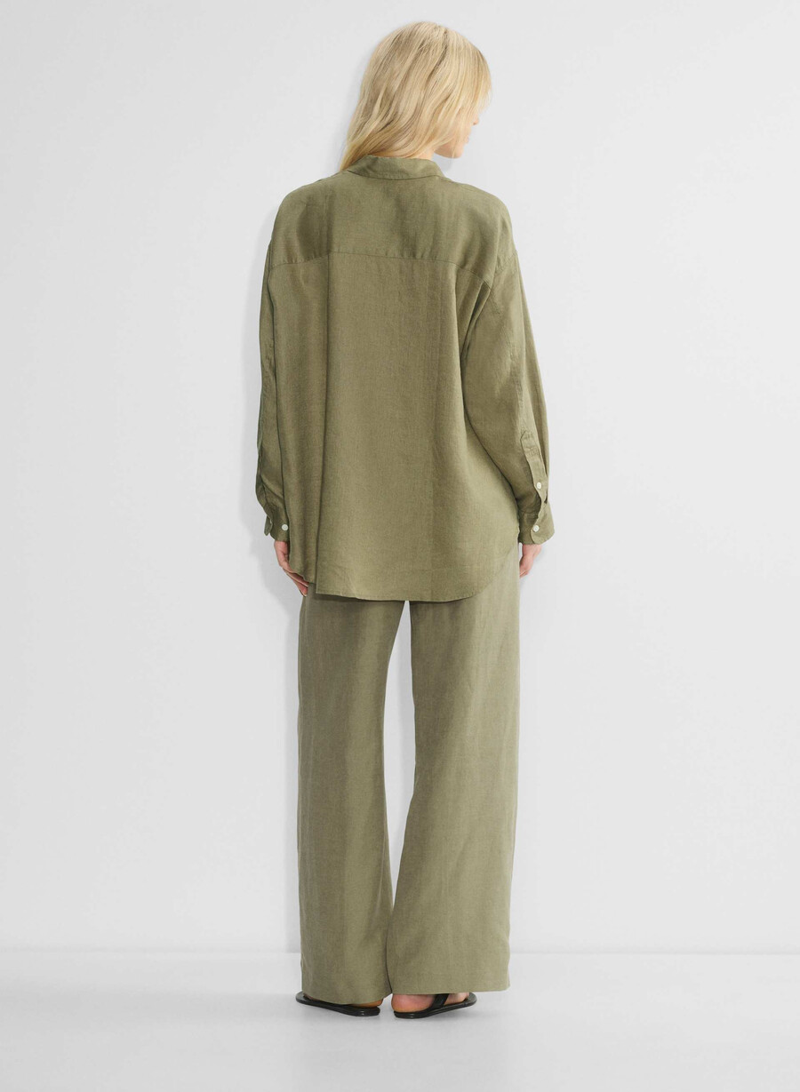 cămașă reminisce relaxed linen sundried olive