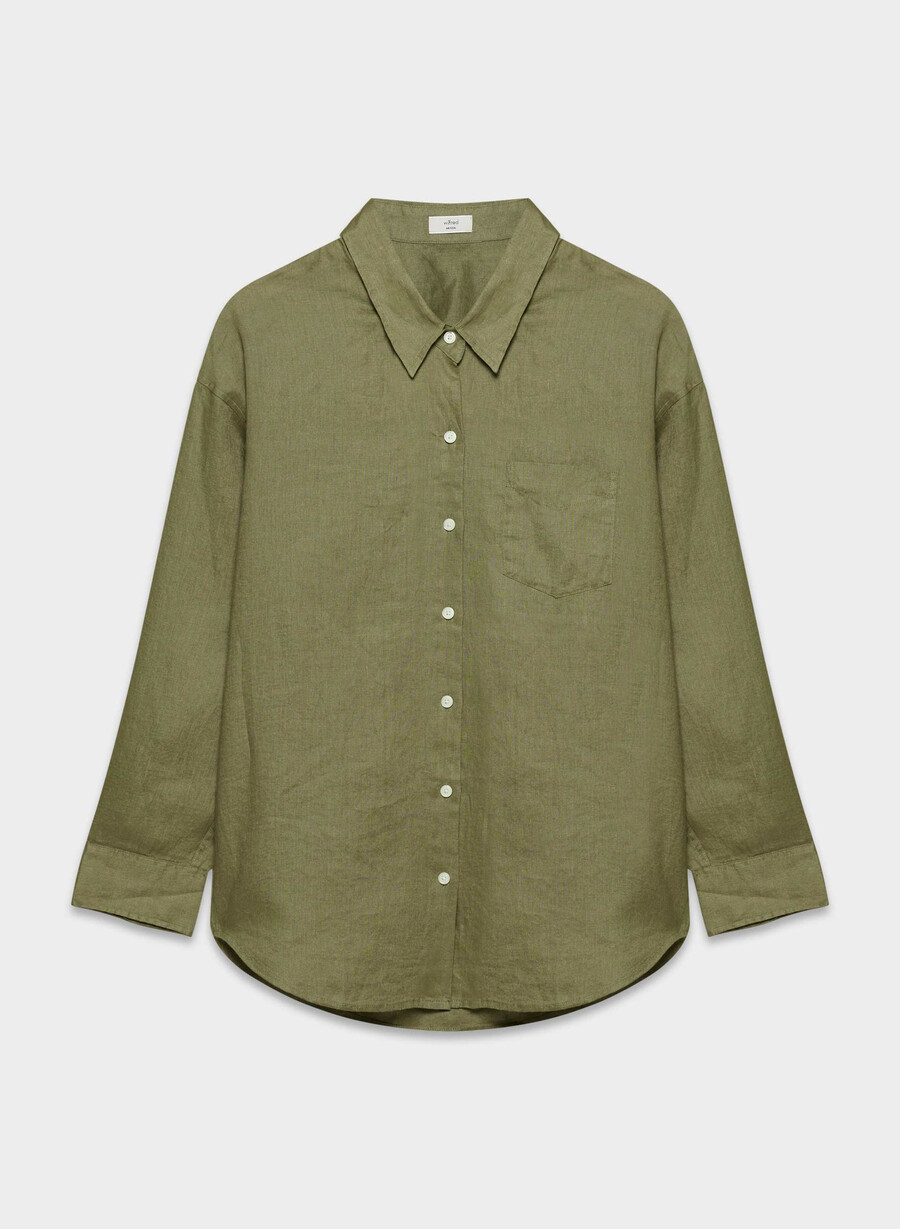cămașă reminisce relaxed linen sundried olive