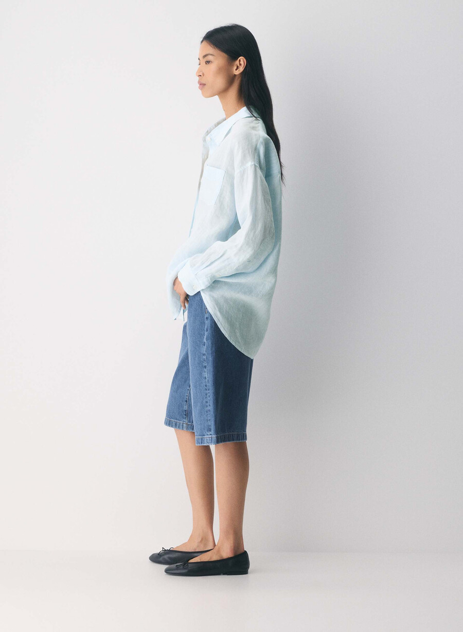 cămașă reminisce relaxed linen mtchl strp vla bl o