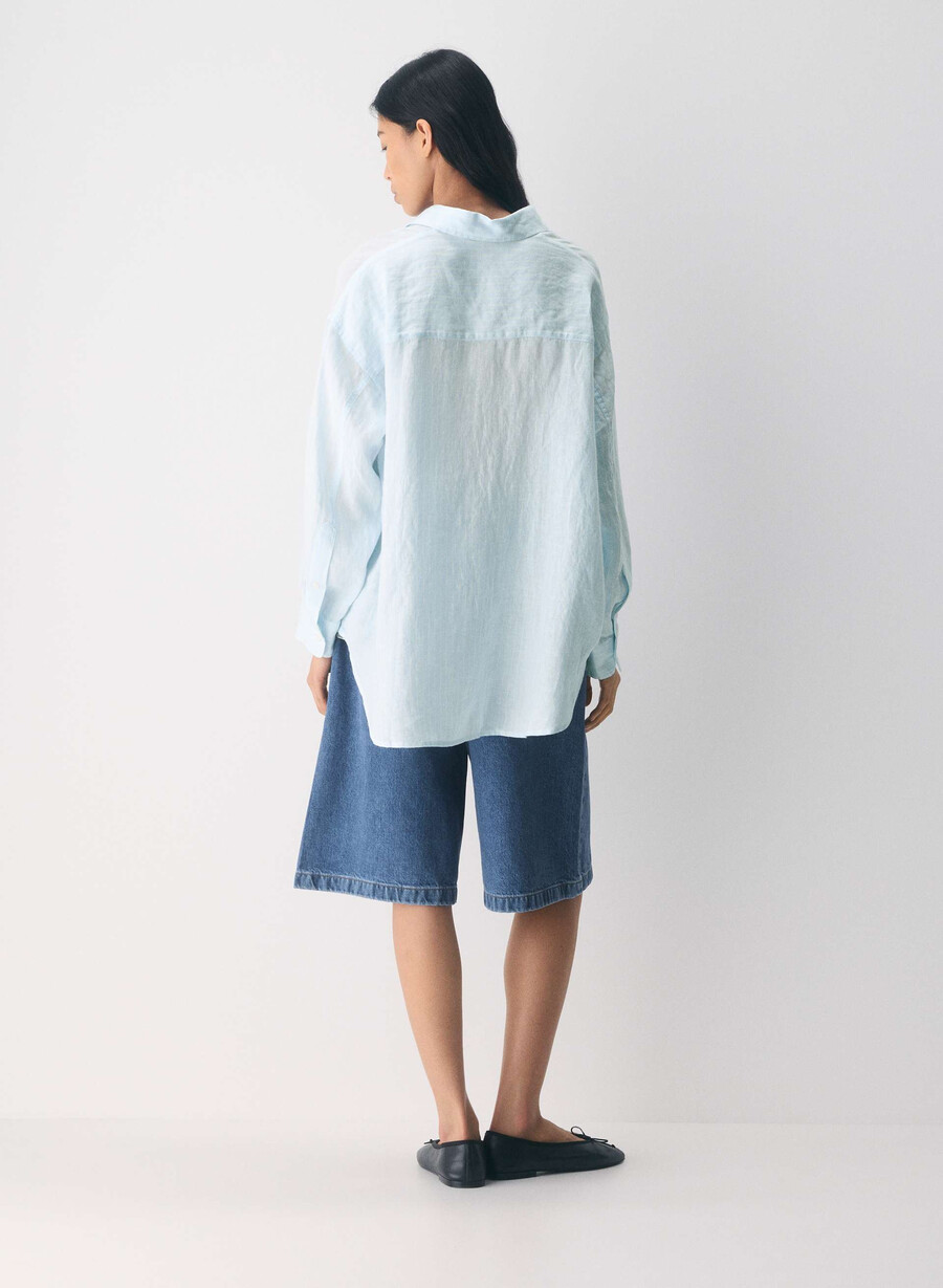 cămașă reminisce relaxed linen mtchl strp vla bl o