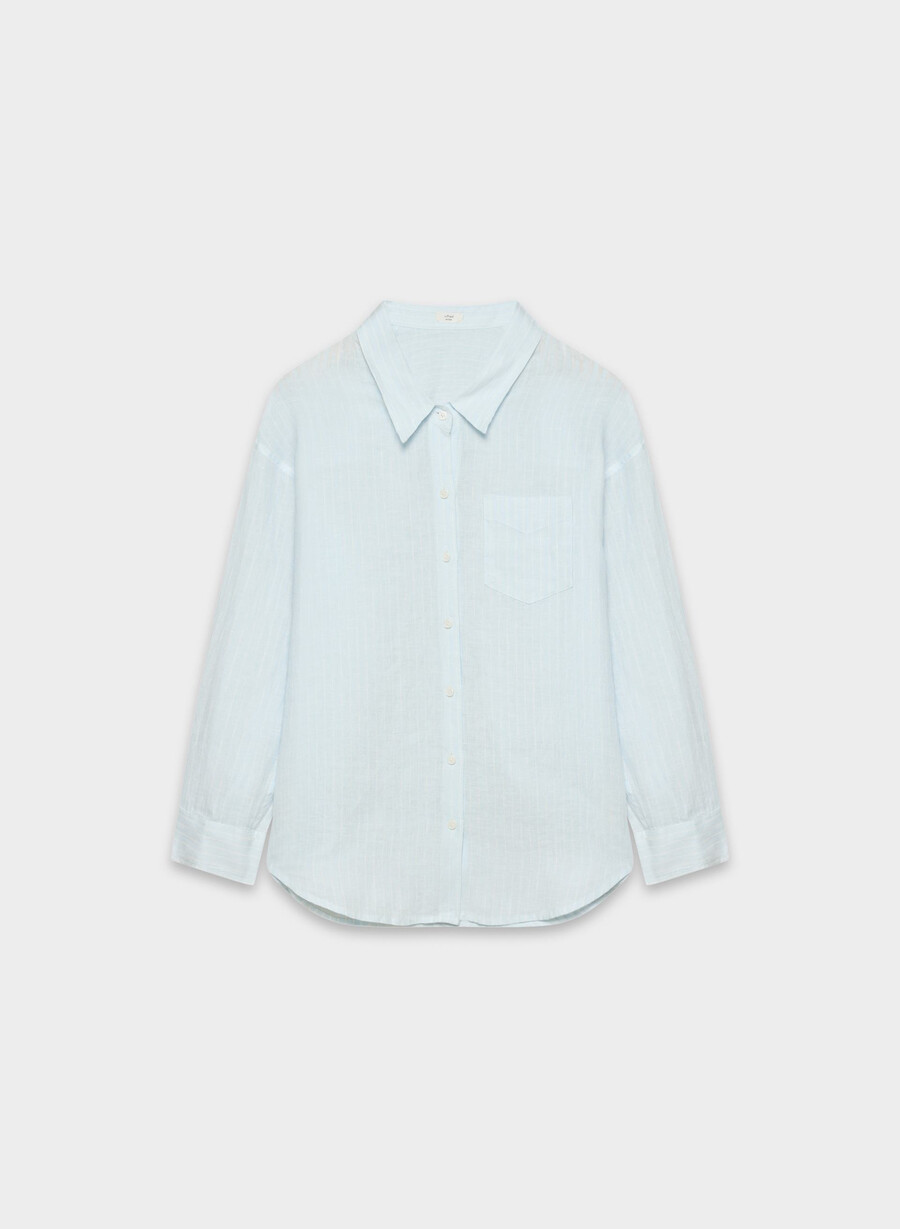 cămașă reminisce relaxed linen mtchl strp vla bl o