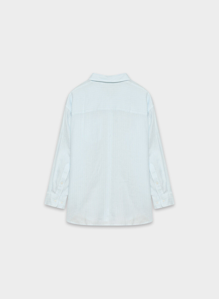 cămașă reminisce relaxed linen mtchl strp vla bl o