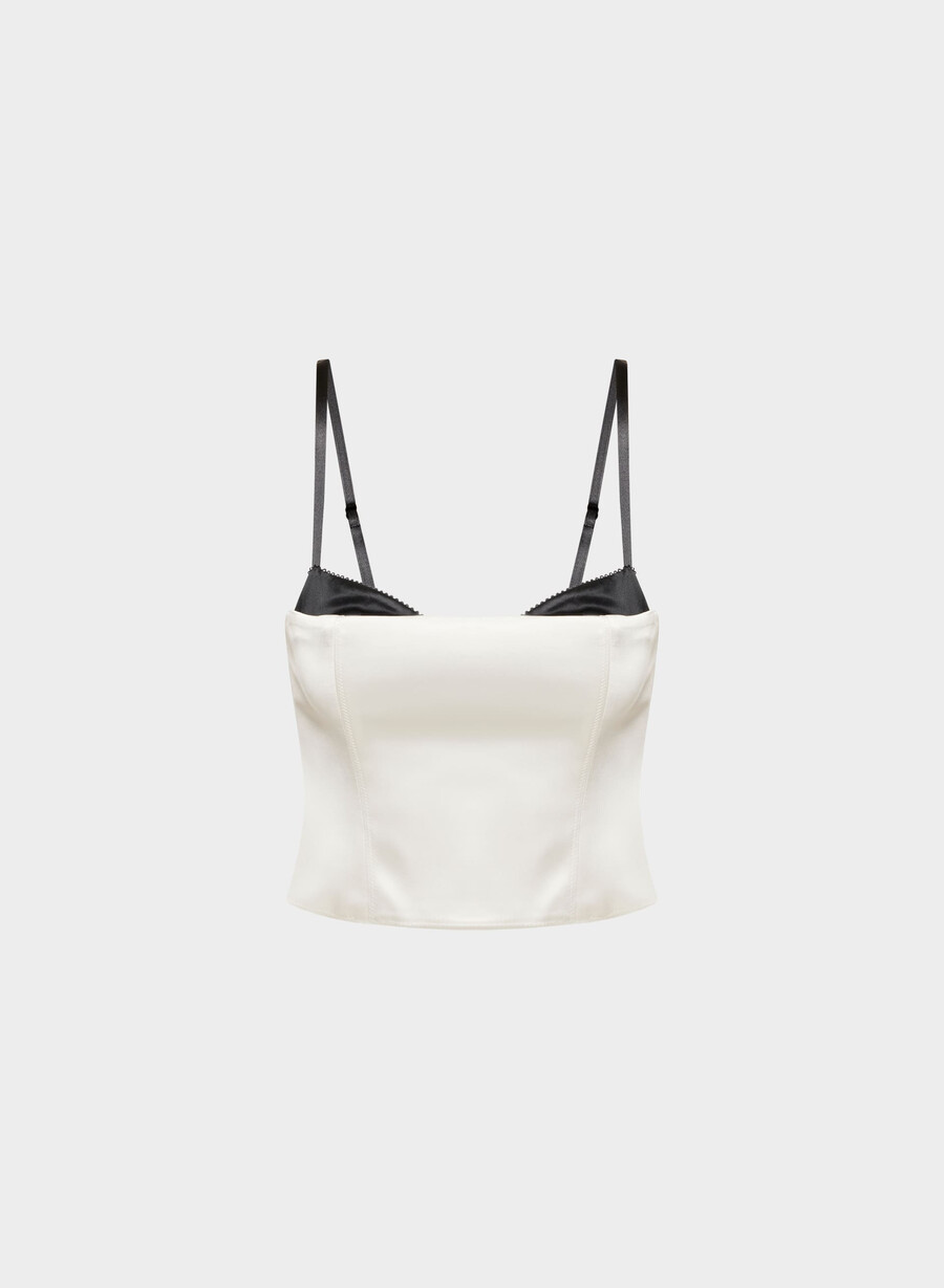 bustieră hypnotize din satin culoare mesteacăn deschisnegru