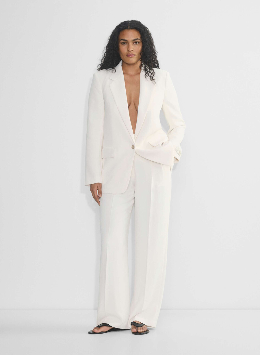 pantalonii the effortless pant cu croială curbată - crepette culoare deschisĂ de mesteacĂn