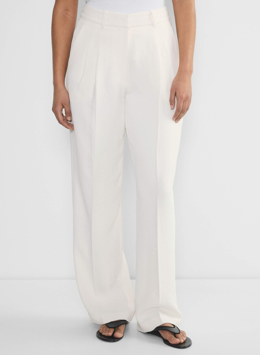 pantalonii the effortless pant cu croială curbată - crepette culoare deschisĂ de mesteacĂn