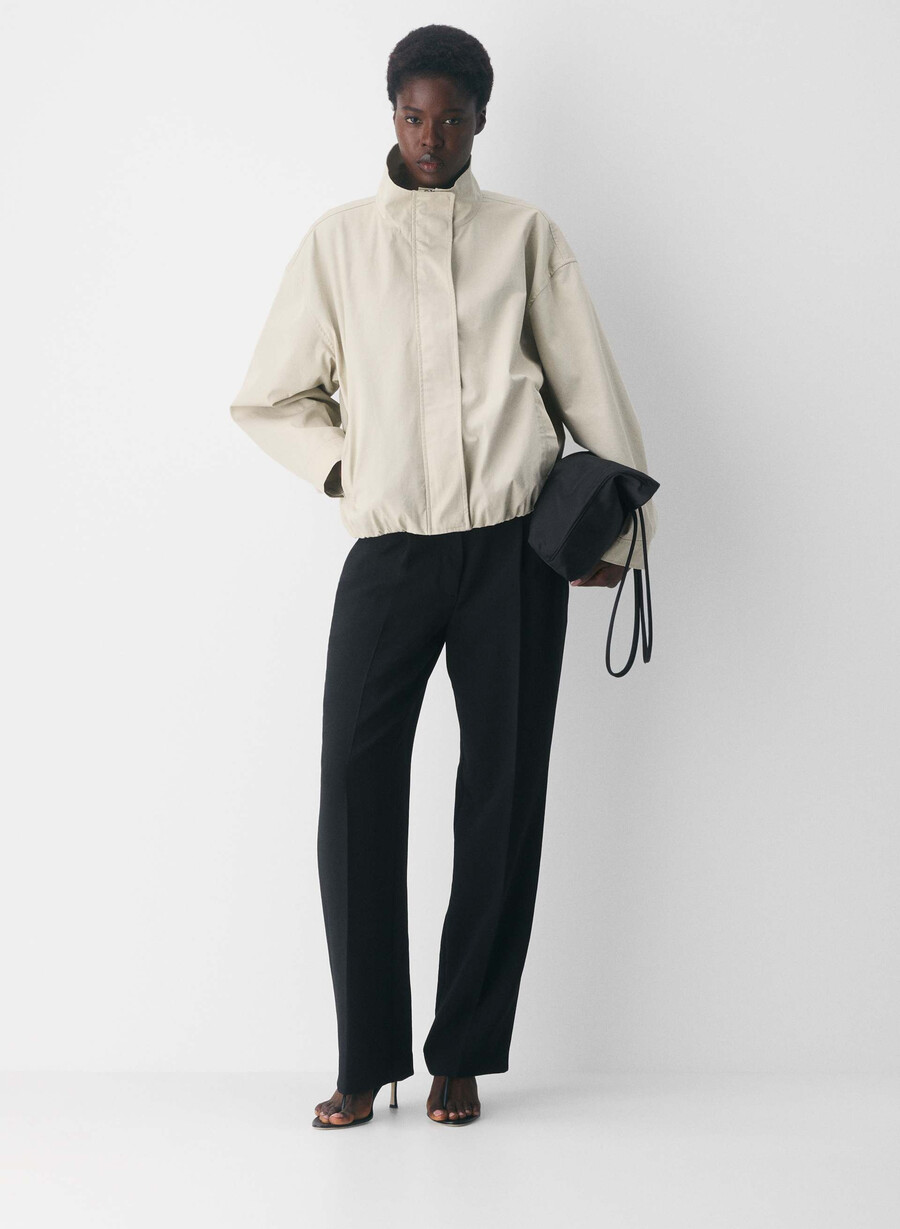 pantalonii the effortless pant cu croială curbată - crepette negri