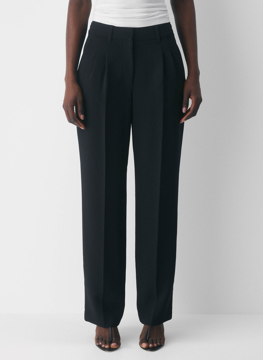 pantalonii the effortless pant cu croială curbată - crepette negri