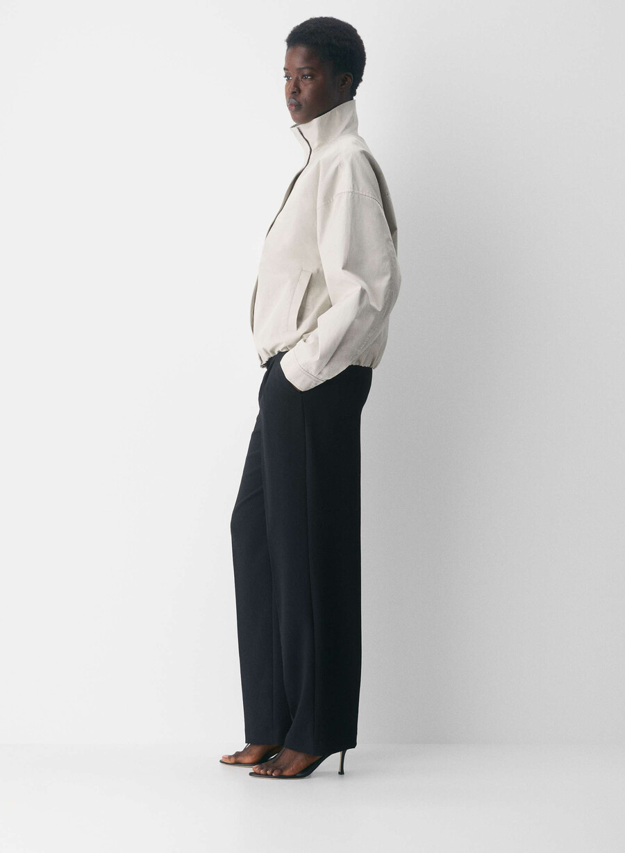 pantalonii the effortless pant cu croială curbată - crepette negri